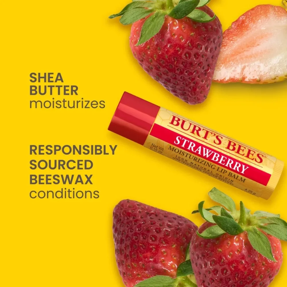 Burts Bees Best Lip Balm Favorite 4-pk  Vanilla Bean Strawberry Coconut + Pear
